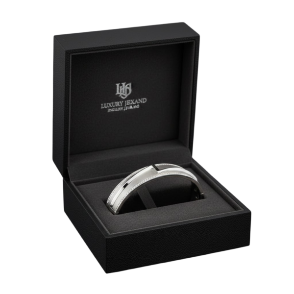 Men’s 925 Sterling Silver Kada with Stone Detailing | Luxury Designer Silver Bracelet for Men | Roopmohana