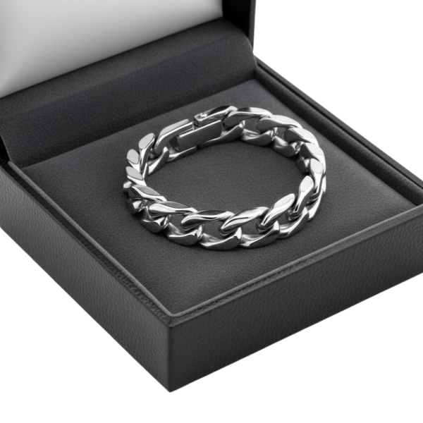 Premium Men’s 925 Sterling Silver Cuban Bracelet | Bold Chain Bracelet for Men | Roopmohana