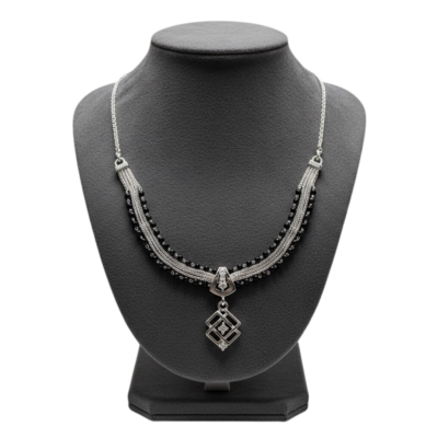 designer-925-sterling-silver-mangalsutra-necklace-with-black-beads-geometric-pendant-modern-bridal-style-roopmohana