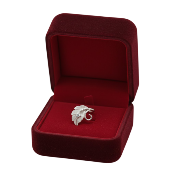 Elegant Leaf Design 925 Sterling Silver Nose Pin with Sparkling Stone | Nature-Inspired Nose Stud for Women