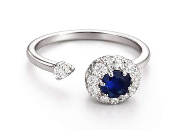 Sapphire Halo Spin Ring