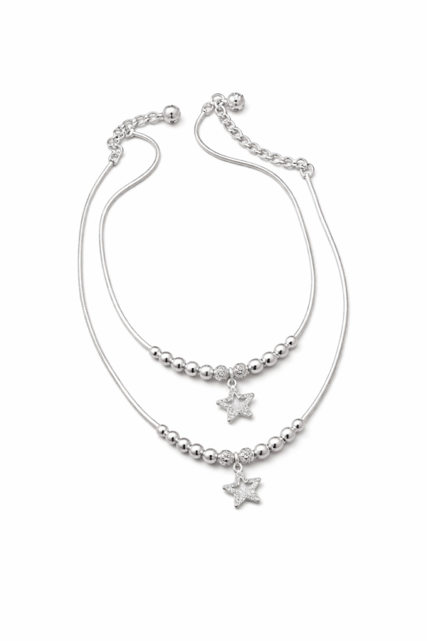 925 Silver Star Beaded Anklets