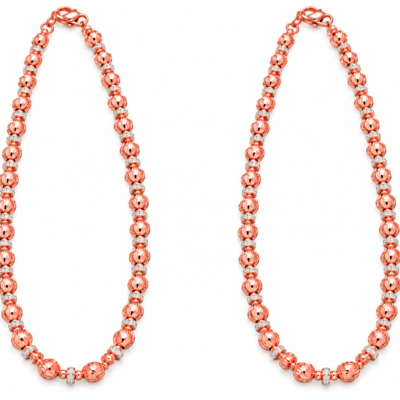 Graceful 925 Sterling Silver Rose Gold Polished Anklets